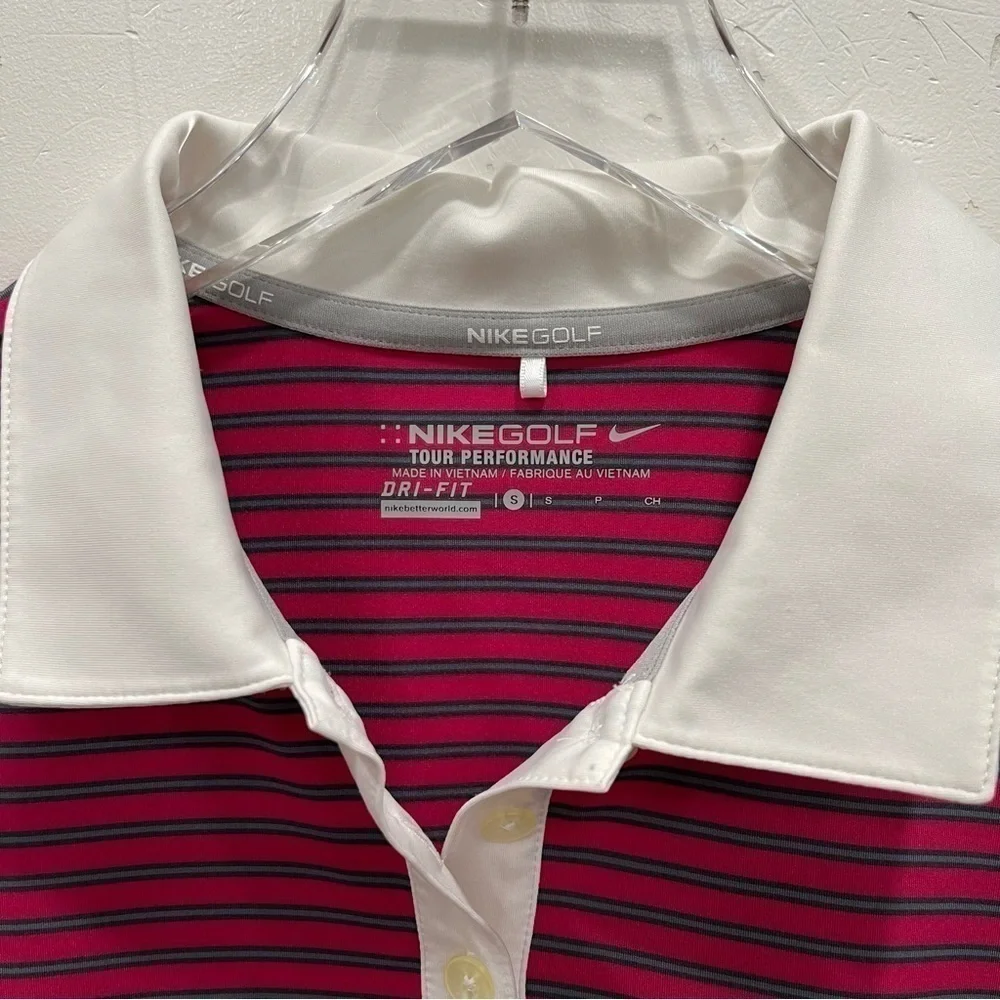 Nike Golf Tour Performance Polo Shirt Dri-Fit Striped Size Small